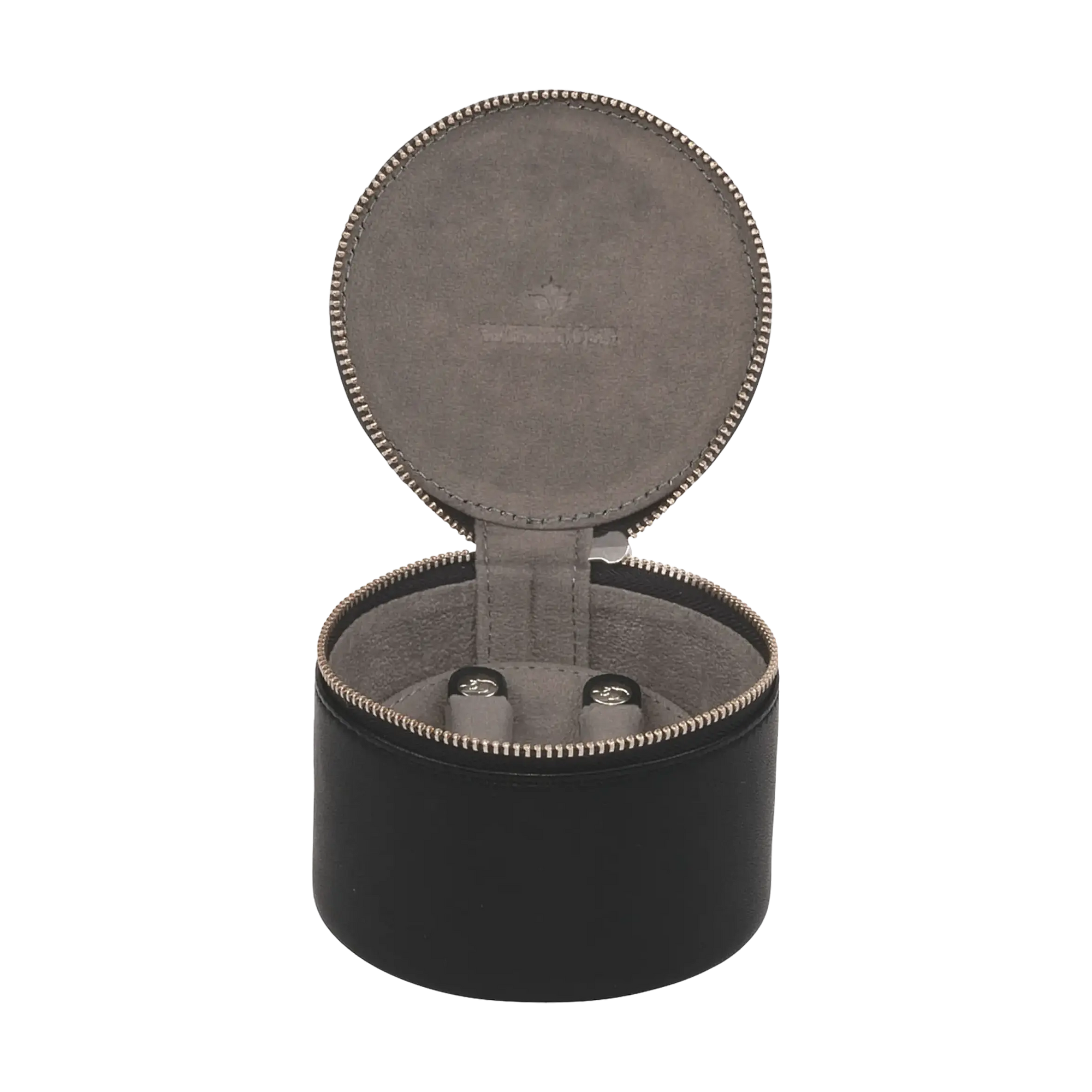 Étui à bijoux rond Nappa / noir (cuir de vachette pleine fleur)