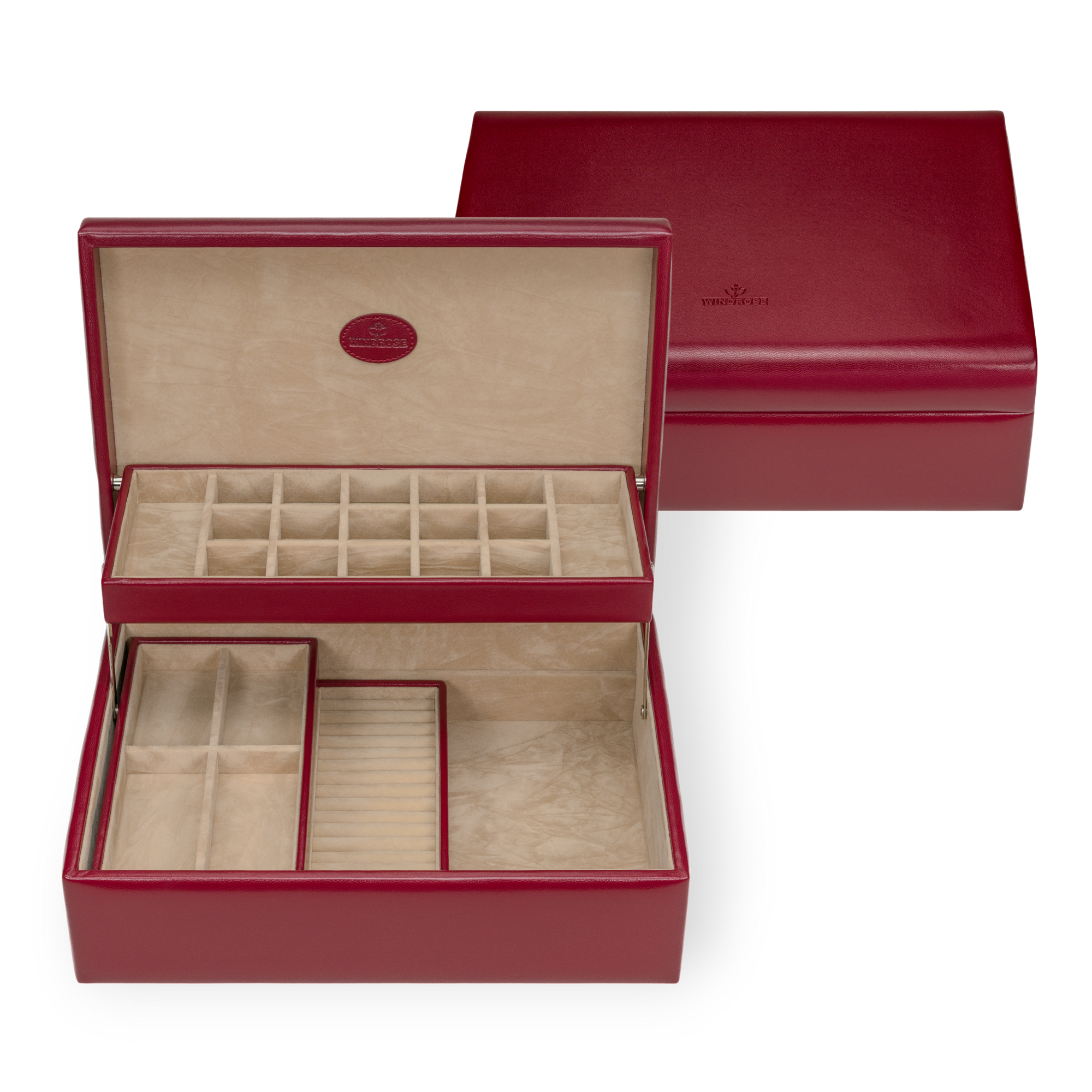 Charmbox mit 2 herausnehmbaren Einsätze Merino / rot