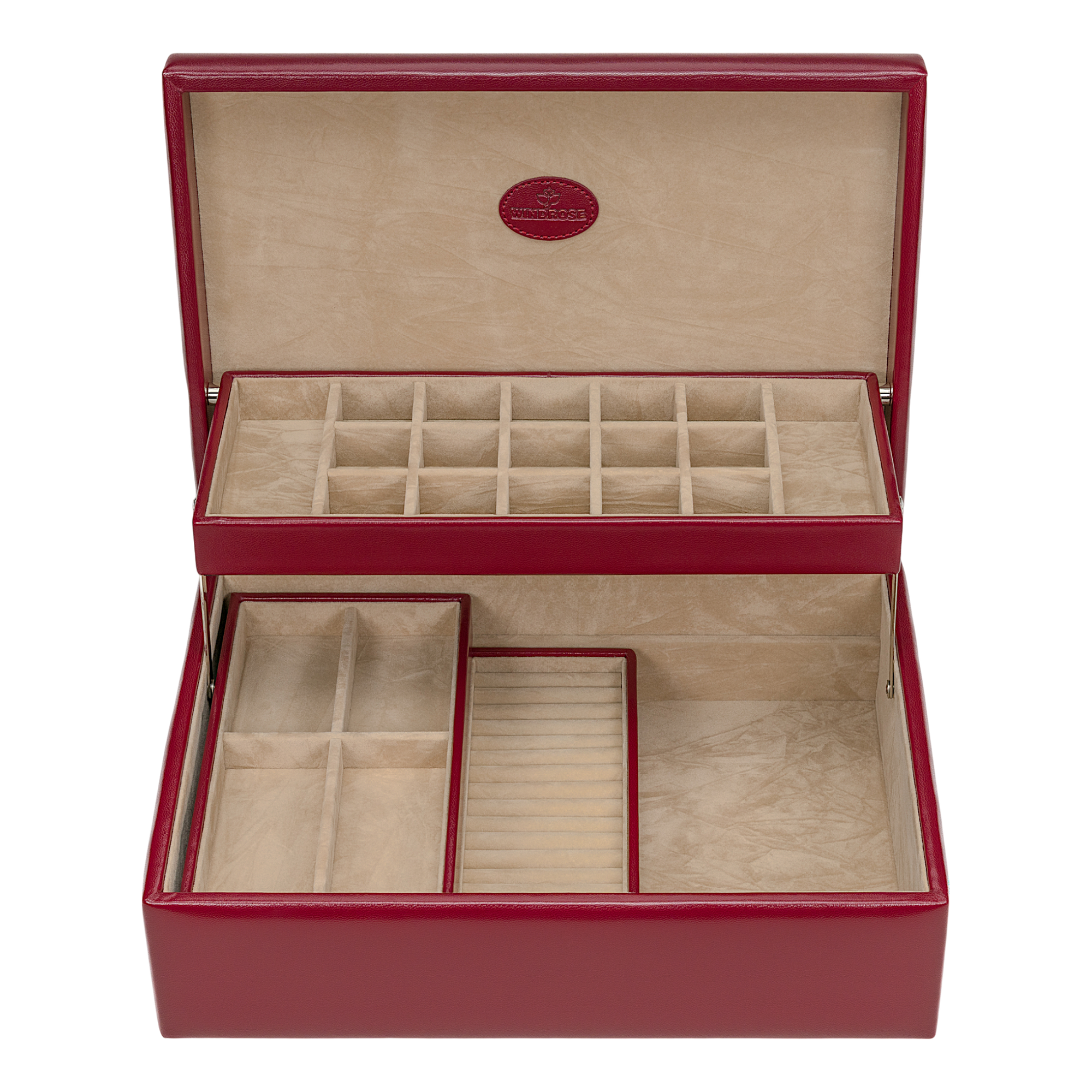 Charmbox mit 2 herausnehmbaren Einsätze Merino / rot