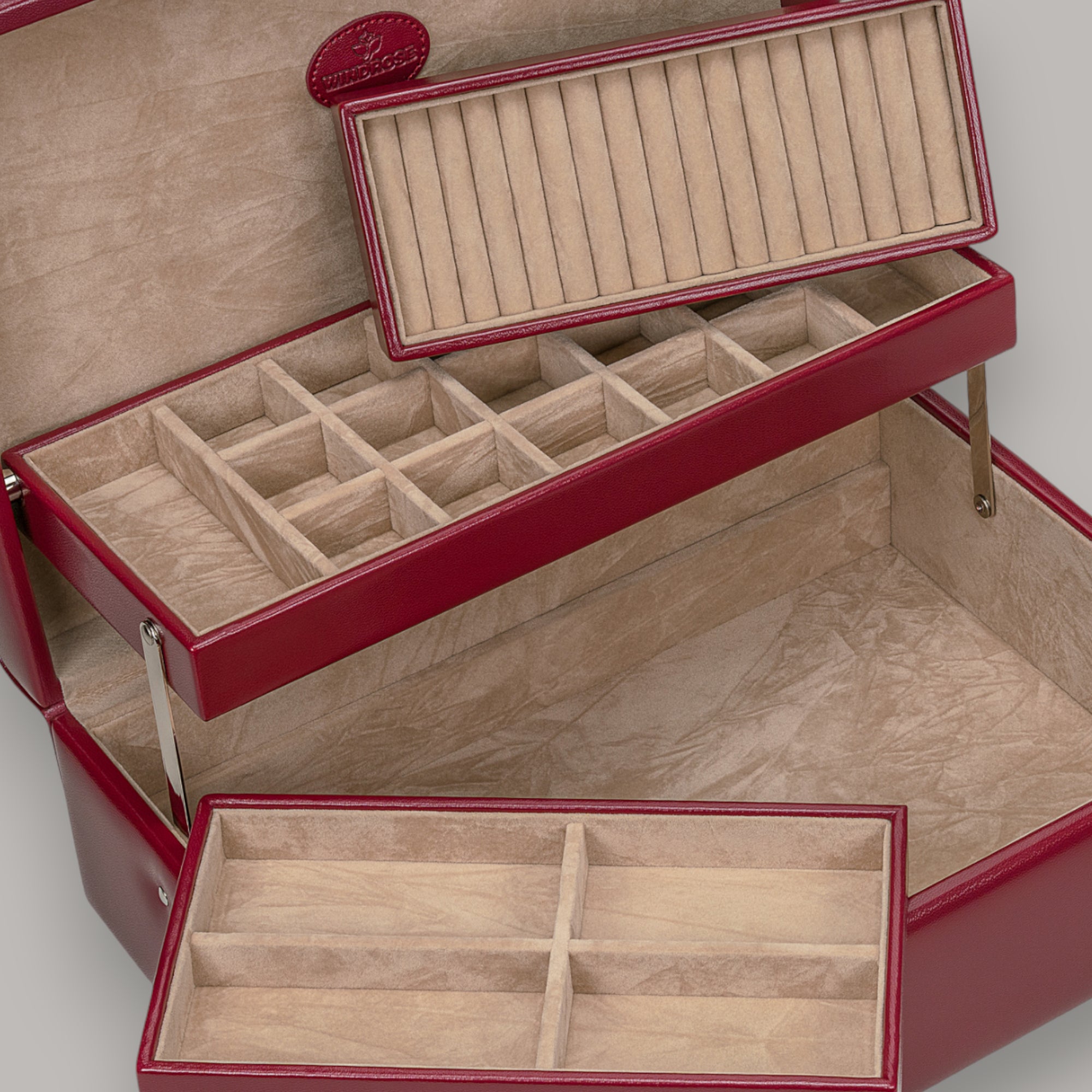 Charmbox mit 2 herausnehmbaren Einsätze Merino / rot