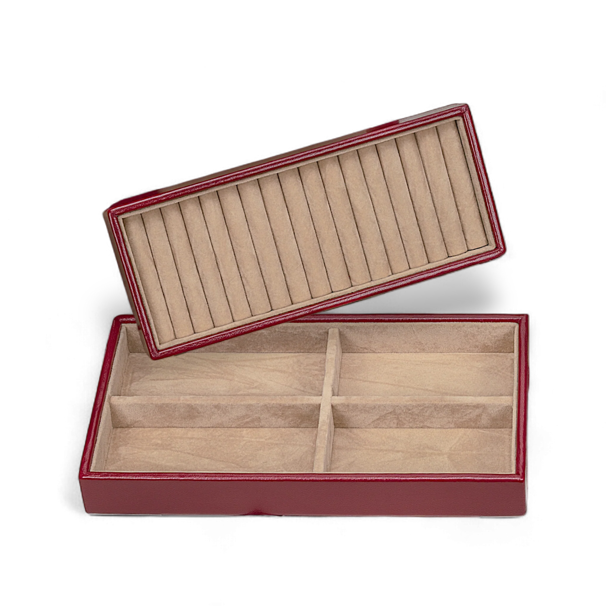 Charmbox mit 2 herausnehmbaren Einsätze Merino / rot