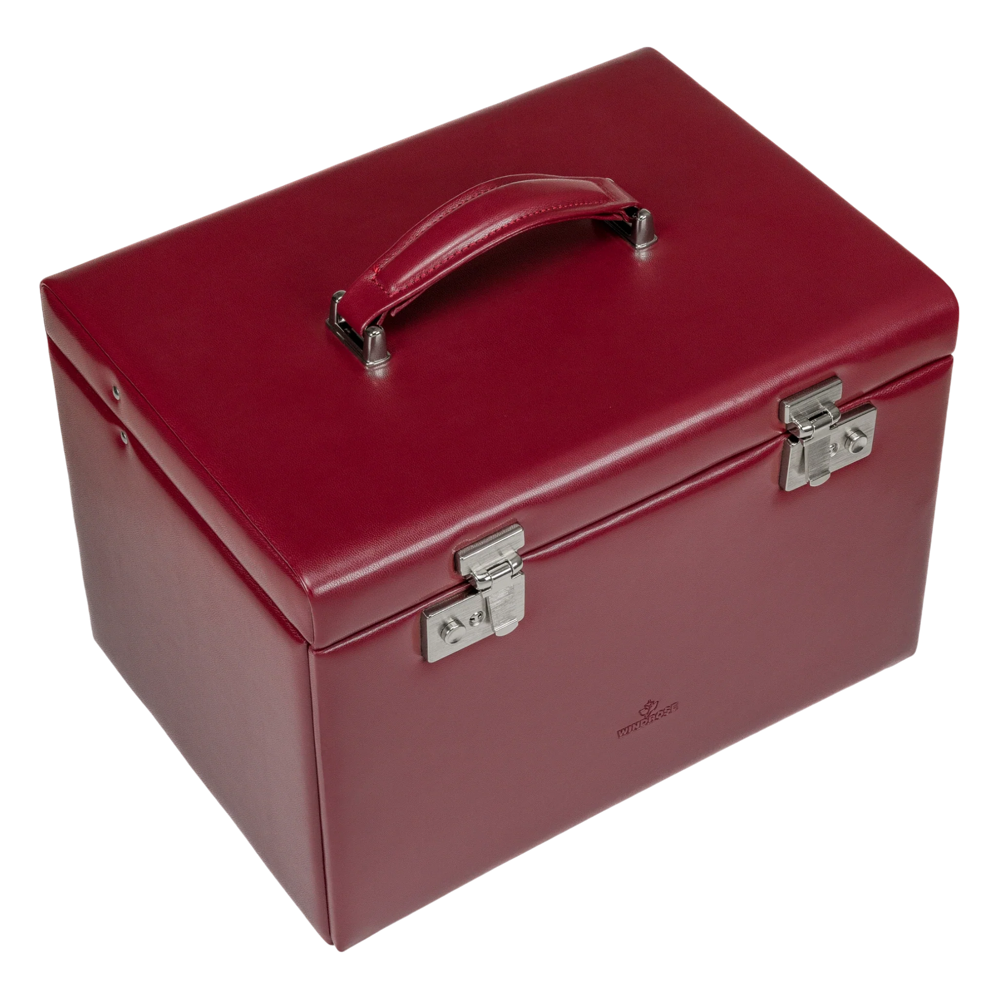 Schmuck-/Uhrenkoffer mit ingerierter Schmucktasche Merino / rot