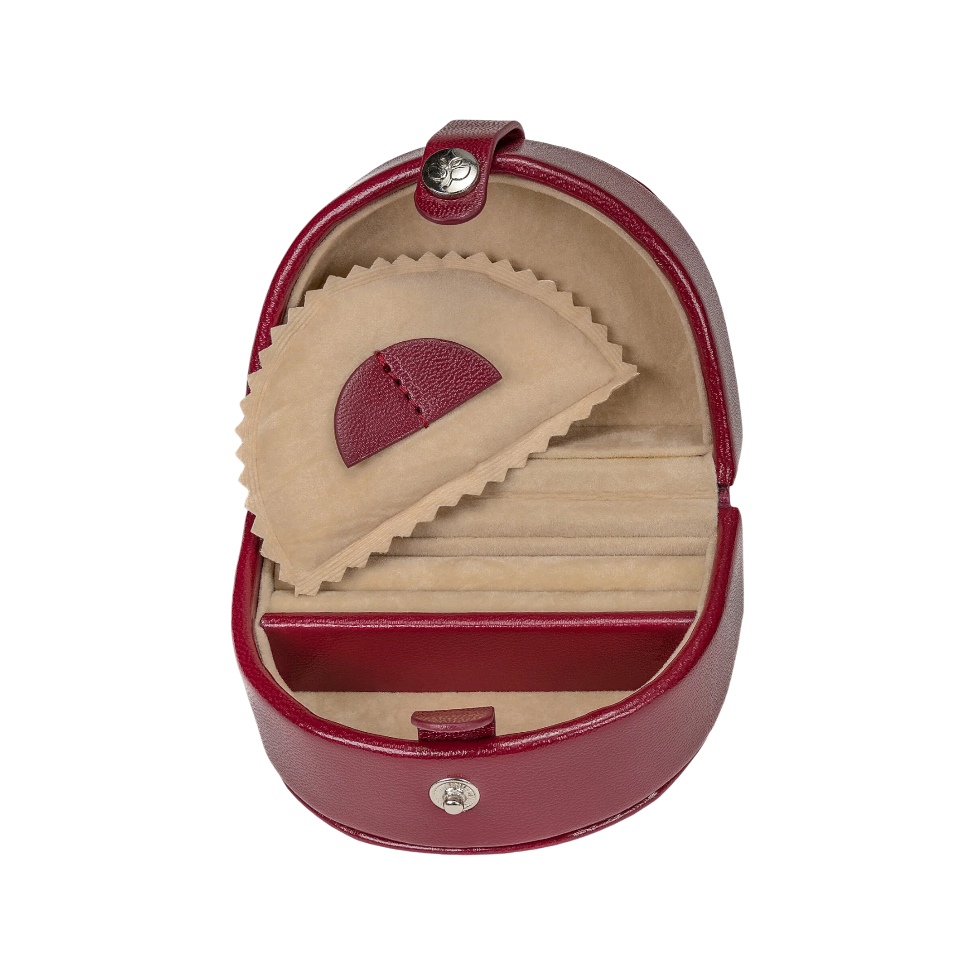 Piccolo portagioie con inserto (utilizzabile come custodia da viaggio separata) Merino / rosso