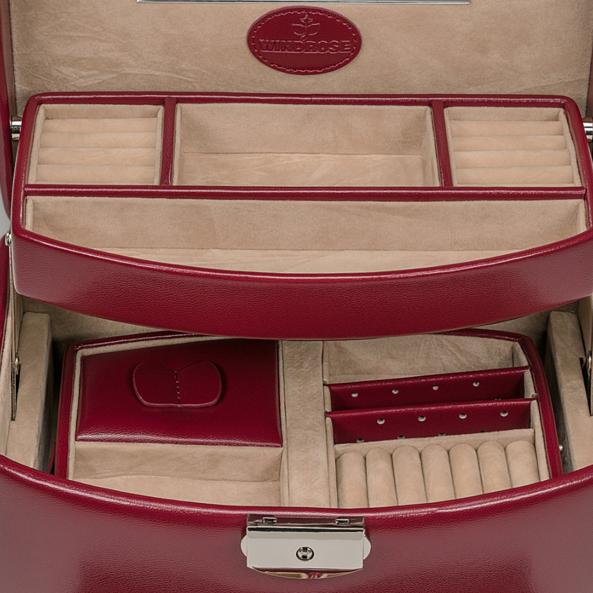 Portagioie automatico con inserto da viaggio Merino / rosso