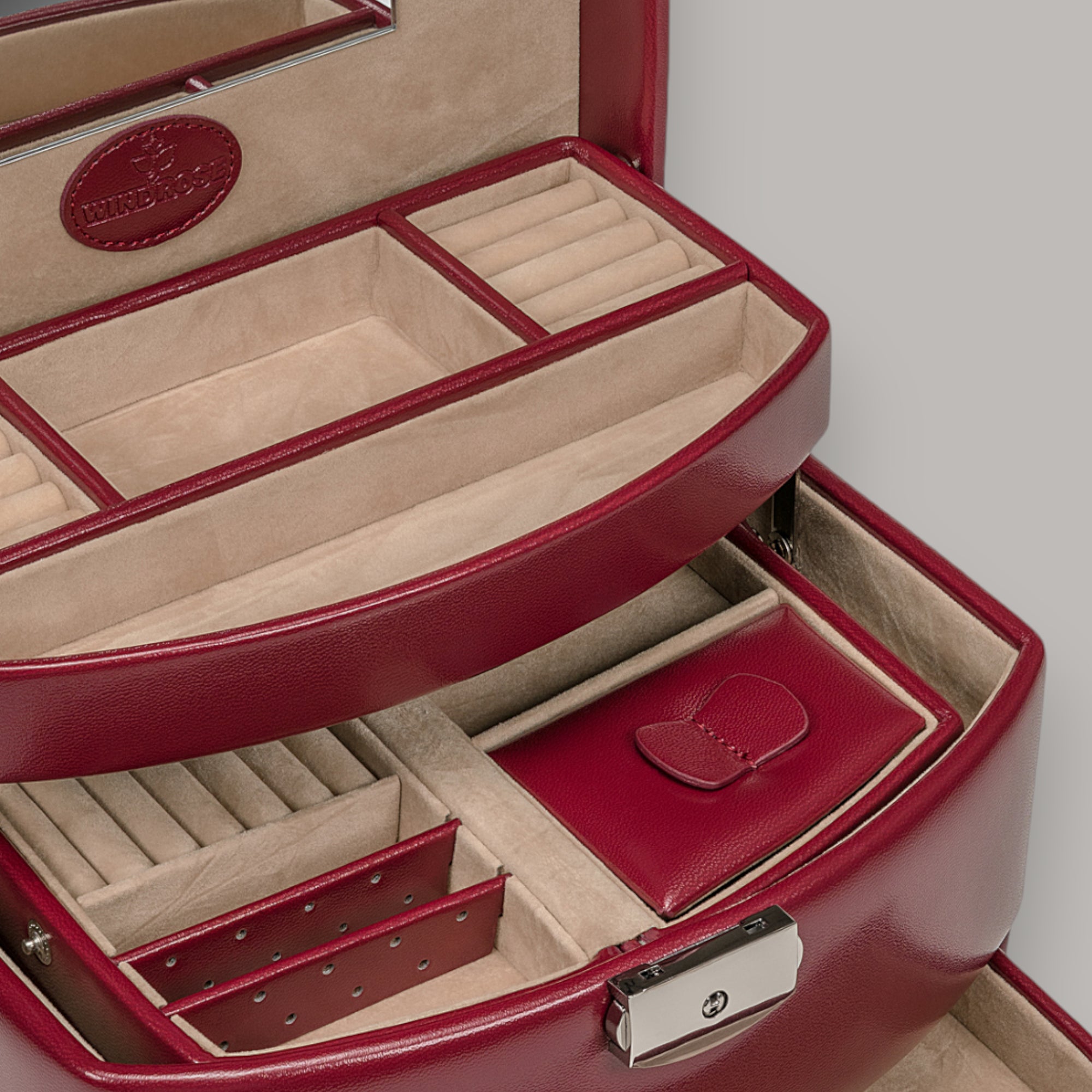 Portagioie automatico con inserto da viaggio Merino / rosso