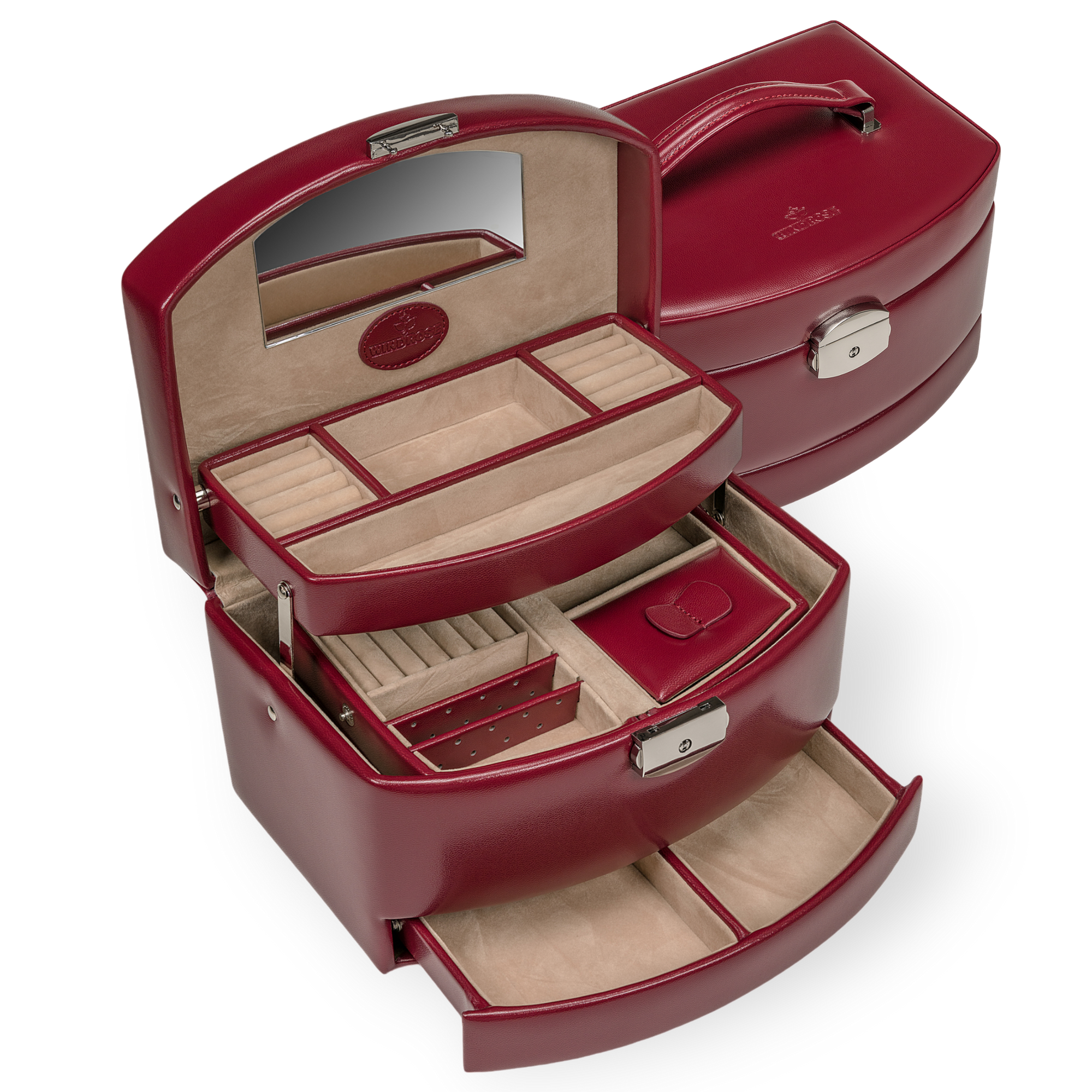 Portagioie automatico con inserto da viaggio Merino / rosso