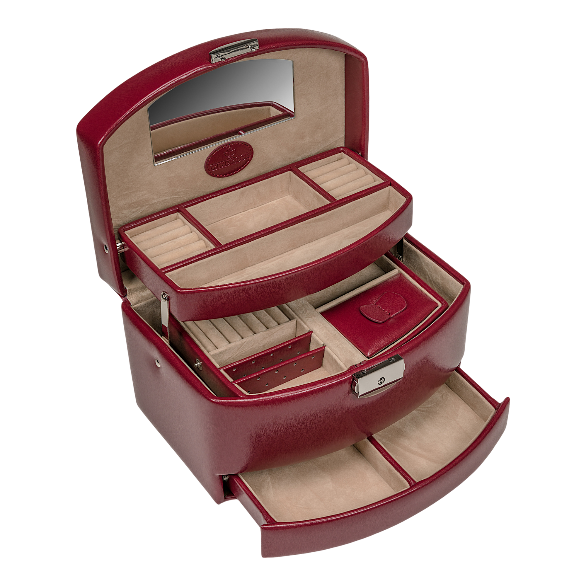 Portagioie automatico con inserto da viaggio Merino / rosso