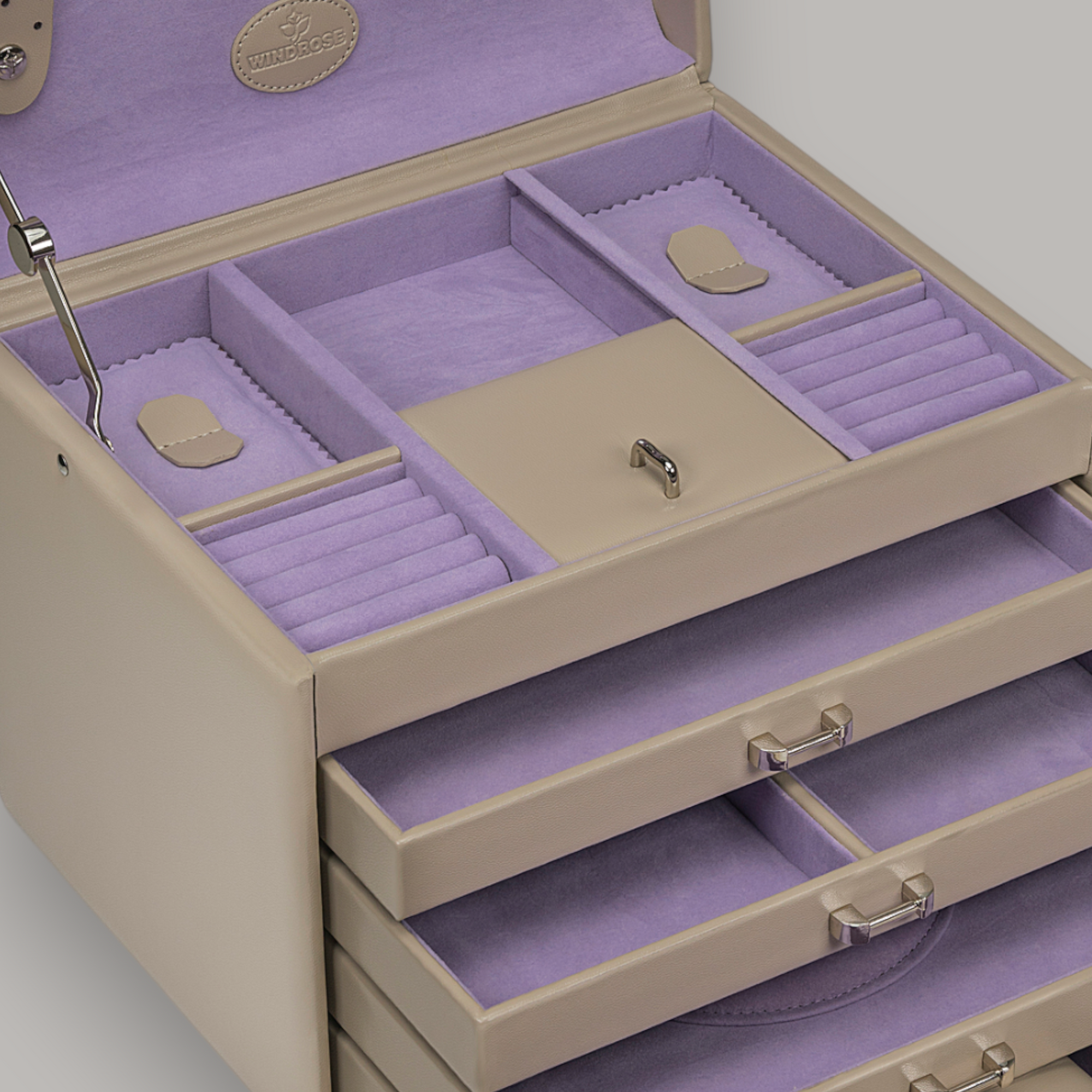 Coffret à bijoux avec pochette à bijoux intégrée Merino Moda / beige