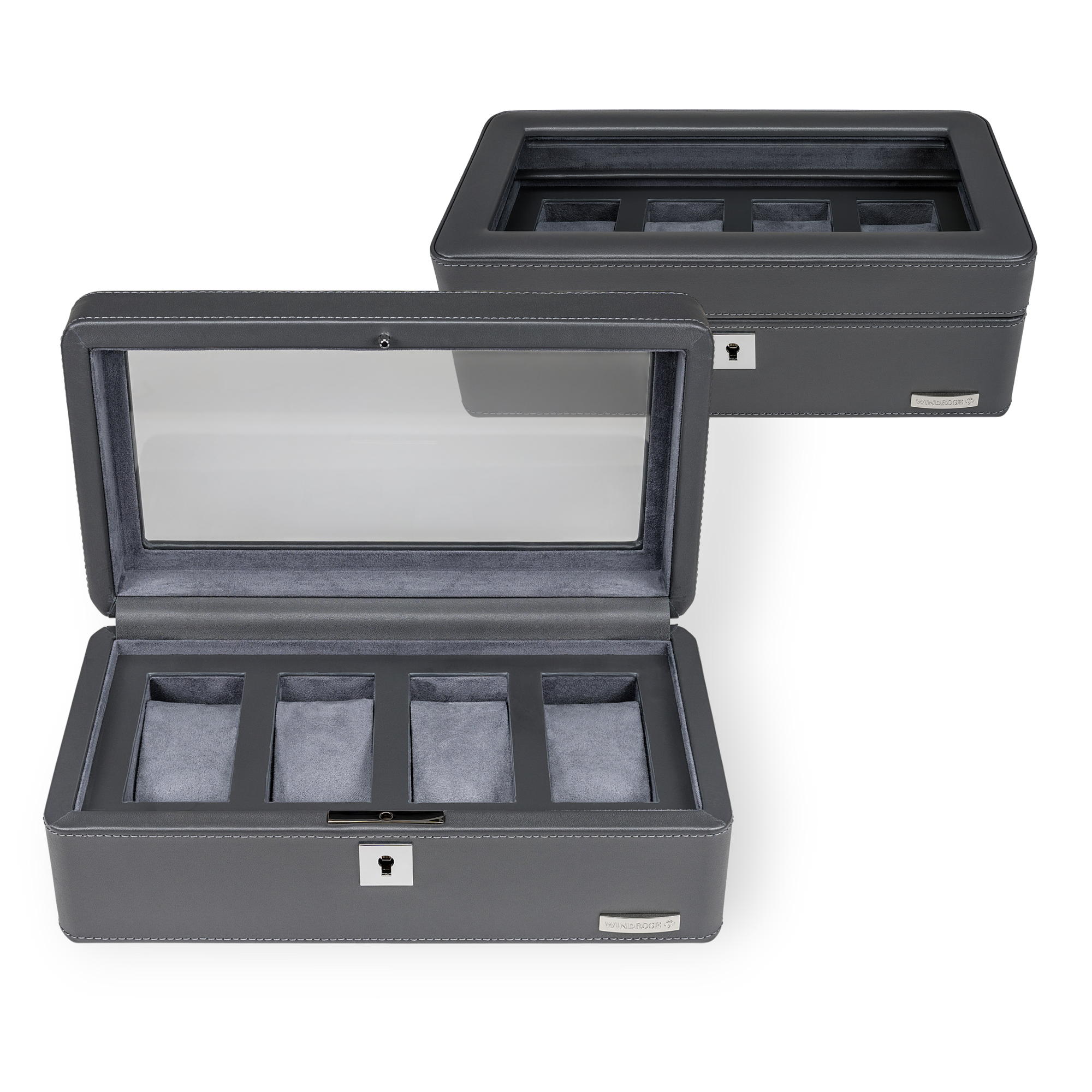 Uhrenetui für 4 Uhren 4 Uhren Tempora / grau (Recyceltes Leder)