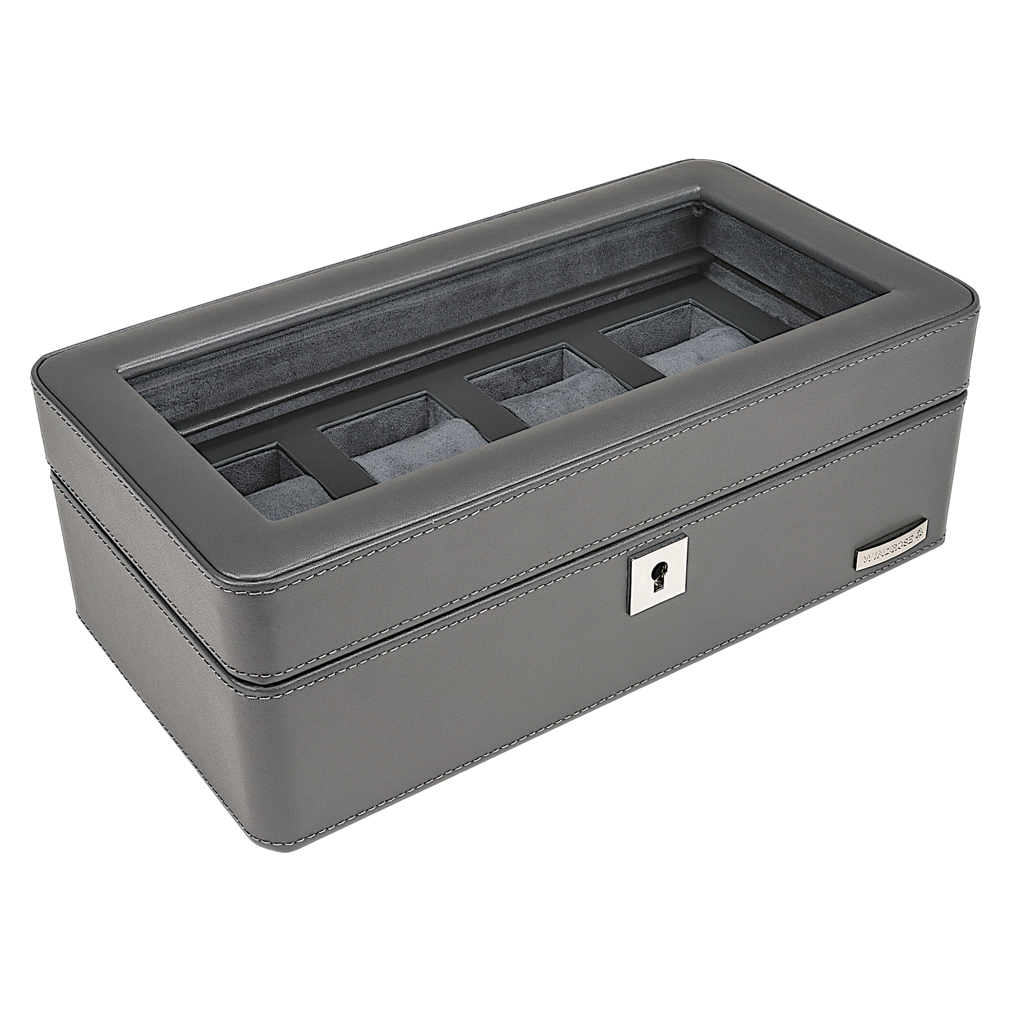 Uhrenetui für 4 Uhren 4 Uhren Tempora / grau (Recyceltes Leder)