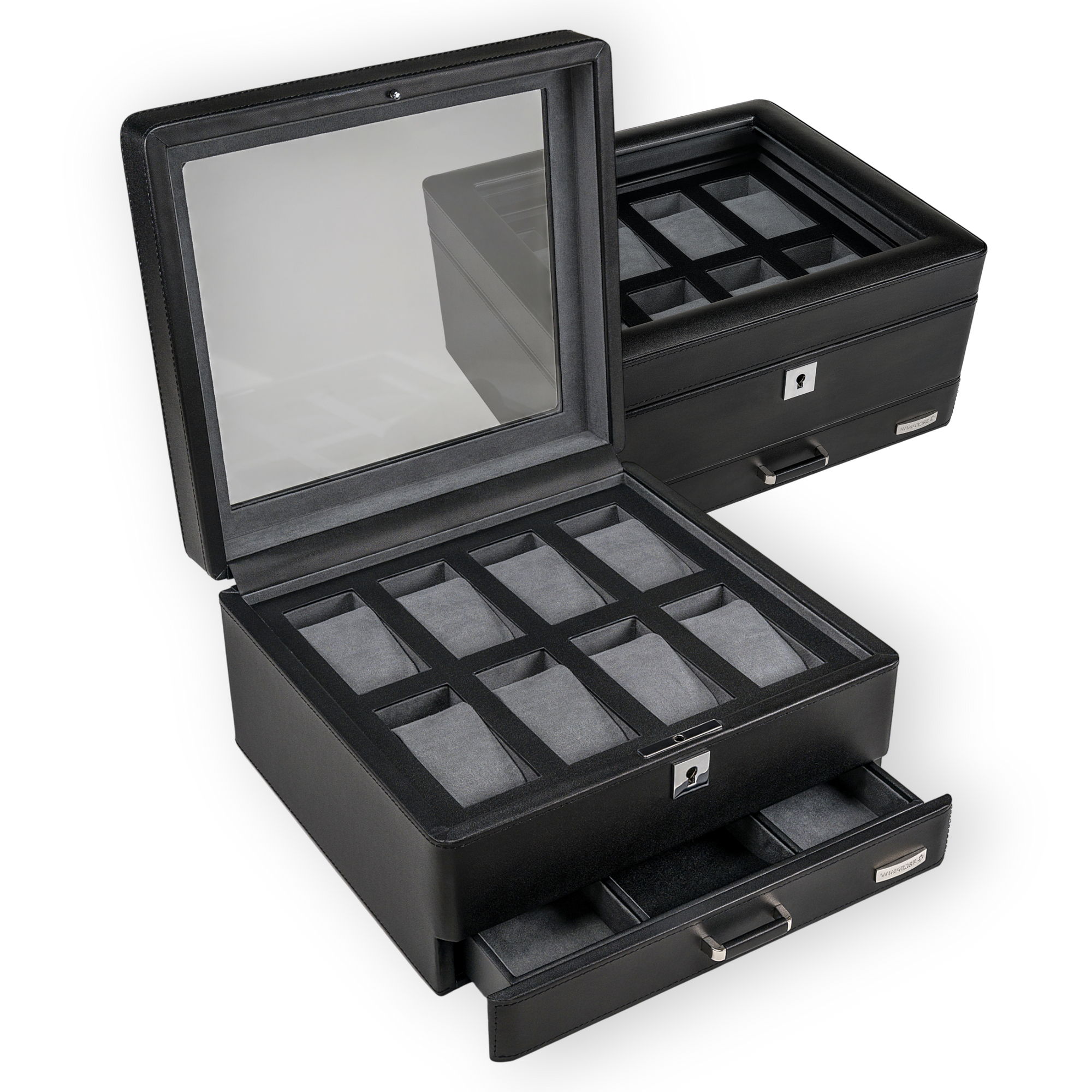 Uhrenetui für 8 Uhren 8 Uhren Tempora / schwarz (Recyceltes Leder)