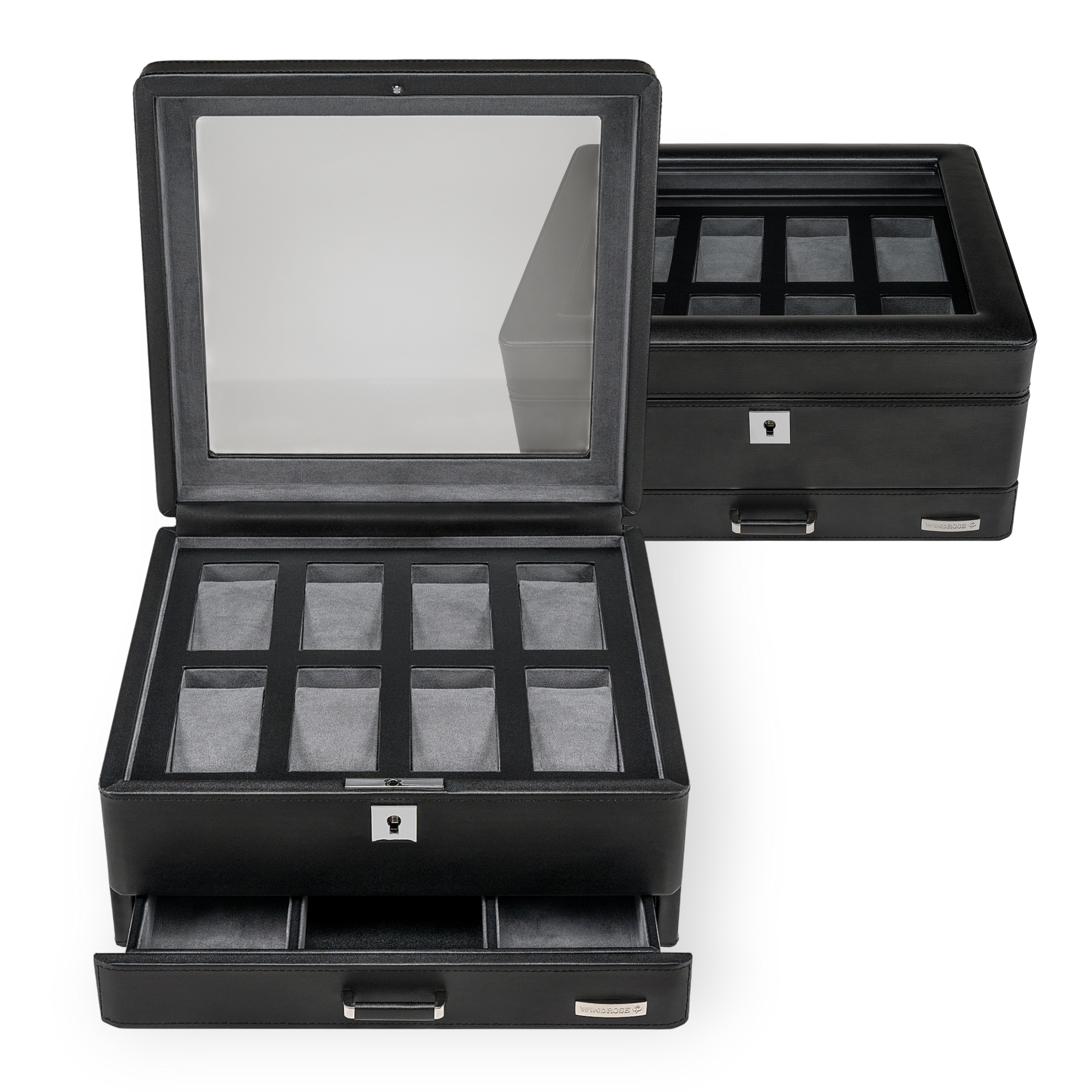 Uhrenetui für 8 Uhren 8 Uhren Tempora / schwarz (Recyceltes Leder)