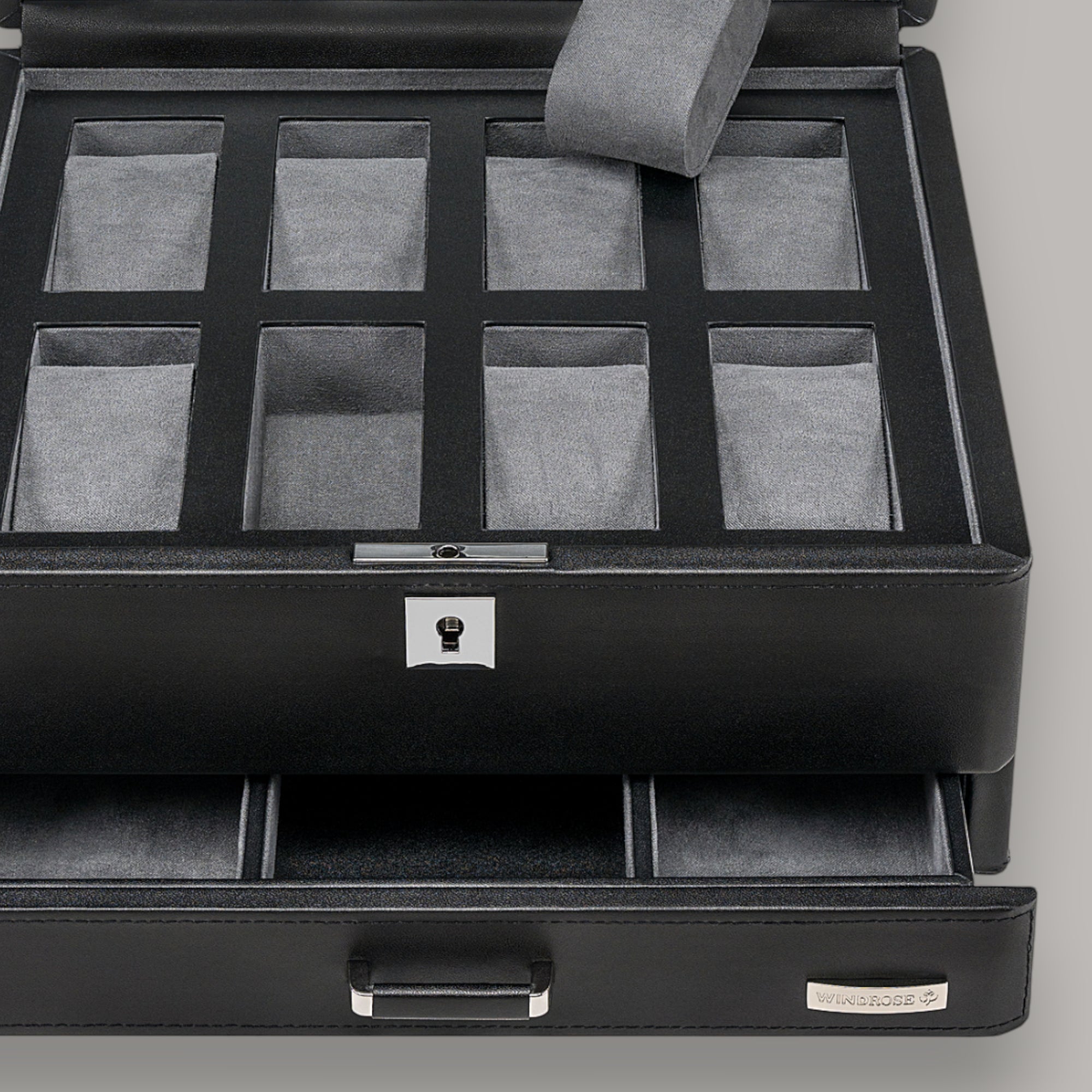 Uhrenetui für 8 Uhren 8 Uhren Tempora / schwarz (Recyceltes Leder)