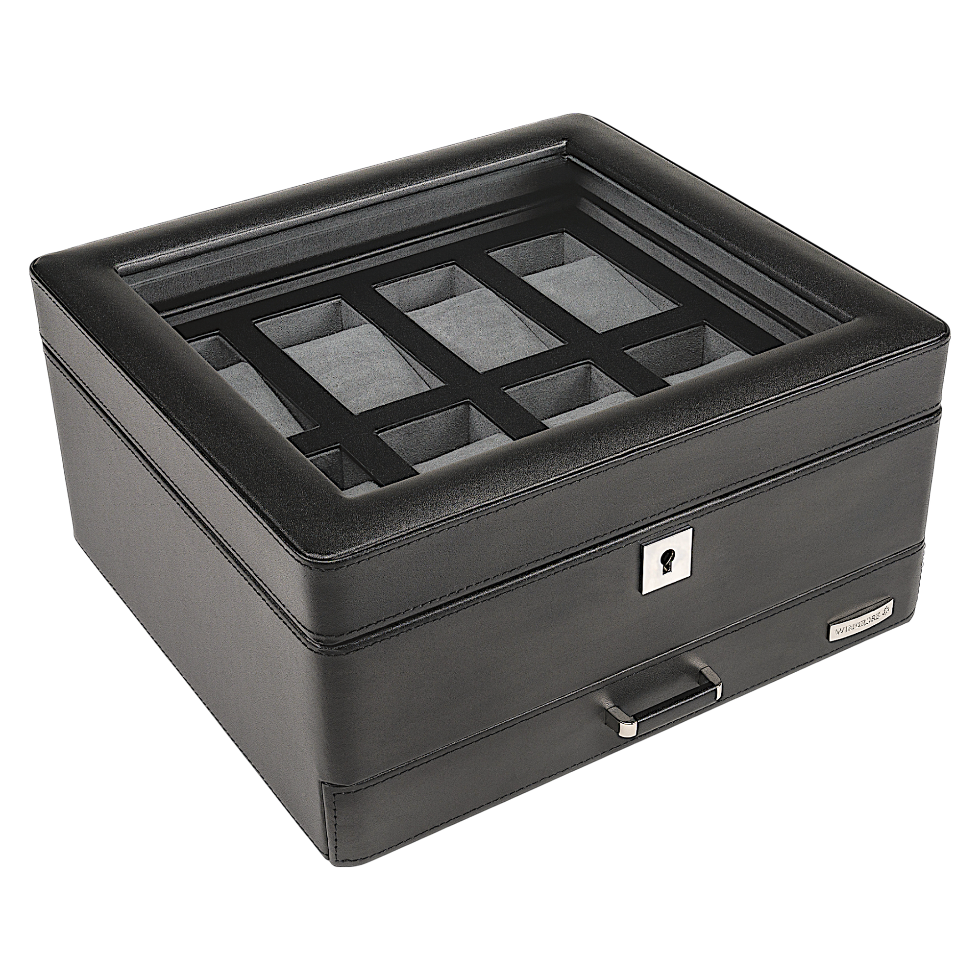 Uhrenetui für 8 Uhren 8 Uhren Tempora / schwarz (Recyceltes Leder)