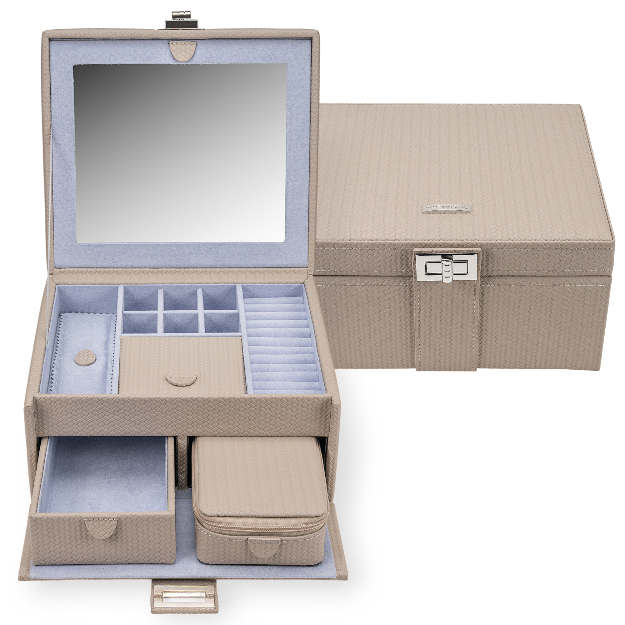 Coffret à bijoux M avec insert Corbello / taupe