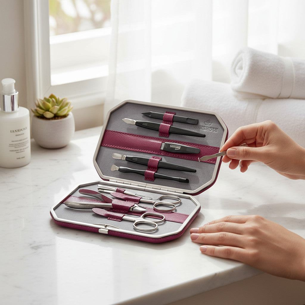 Trousse de manucure 10 pièces Beluga / baie (cuir)