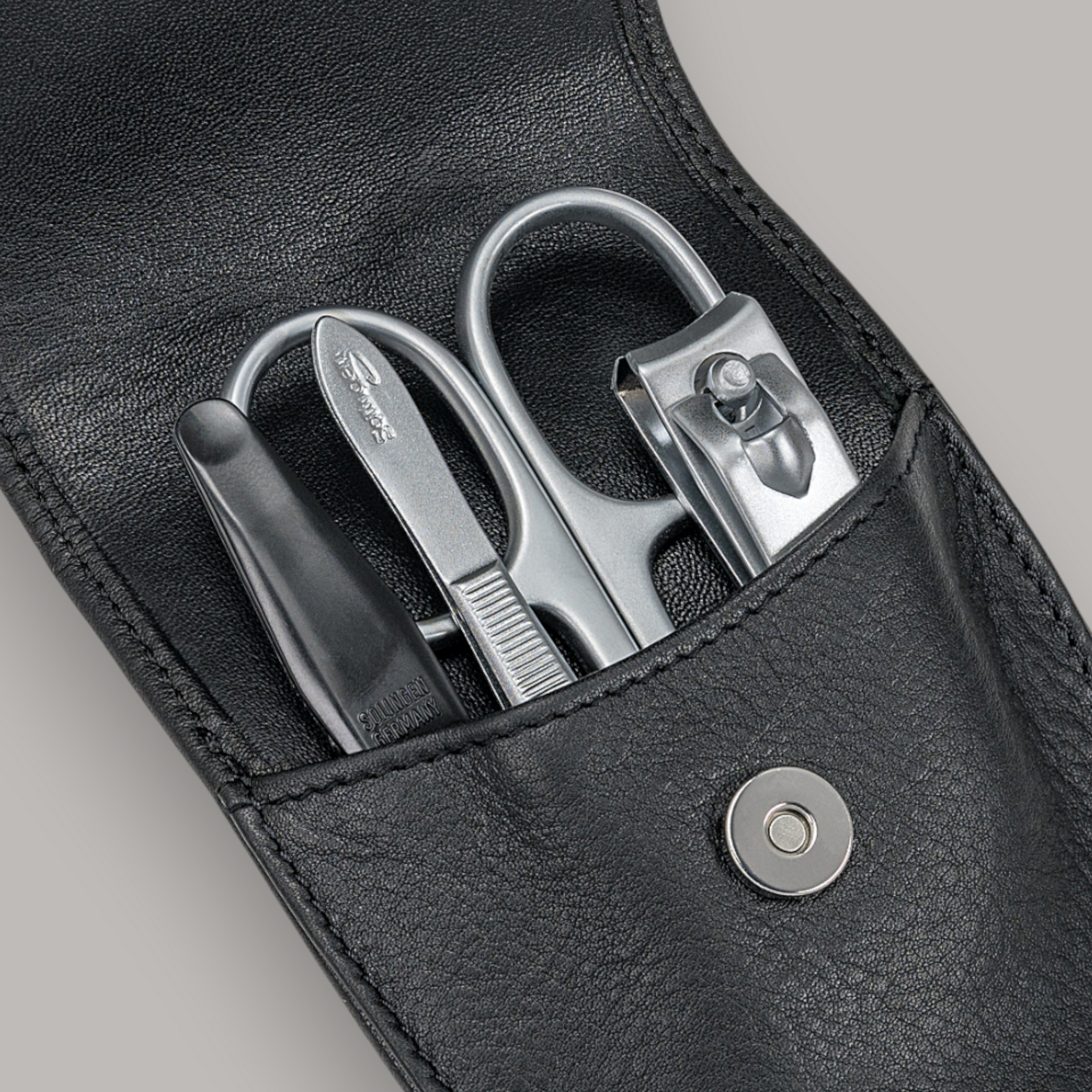 Astuccio per manicure 4 pezzi nappa / nero (pelle bovina integrale)