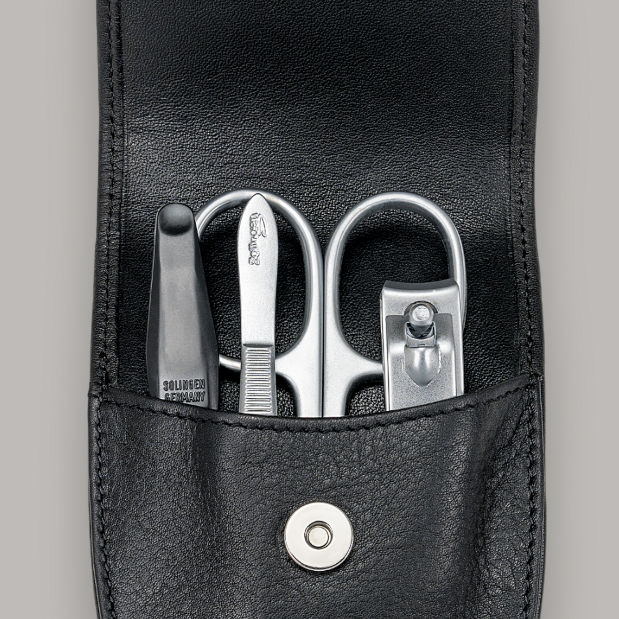 Astuccio per manicure 4 pezzi nappa / nero (pelle bovina integrale)