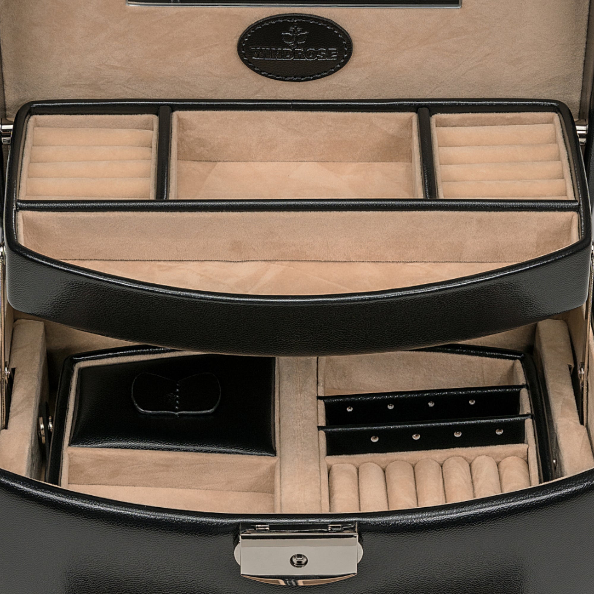 Coffret à bijoux automatique avec insert de voyage Merino / noir