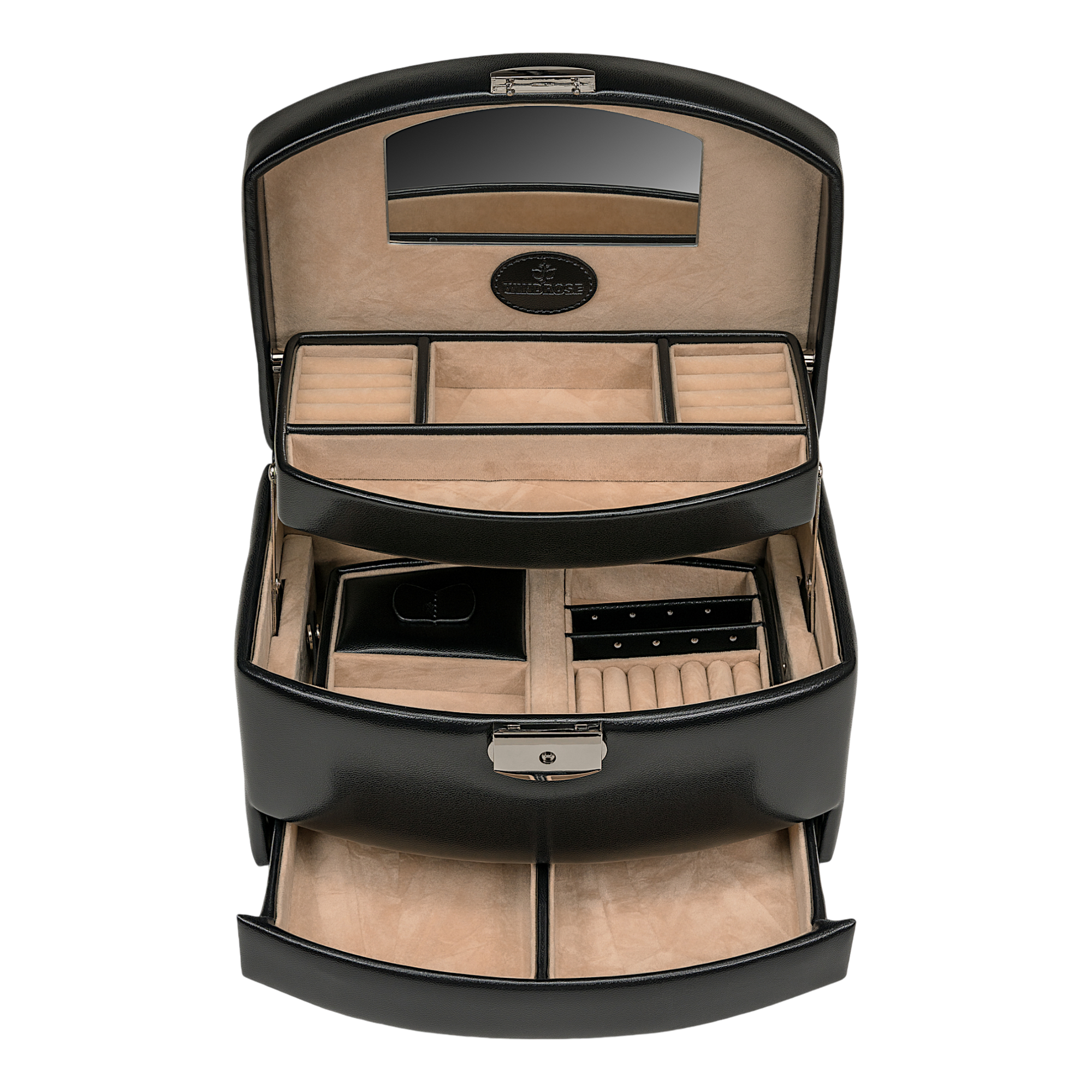 Coffret à bijoux automatique avec insert de voyage Merino / noir