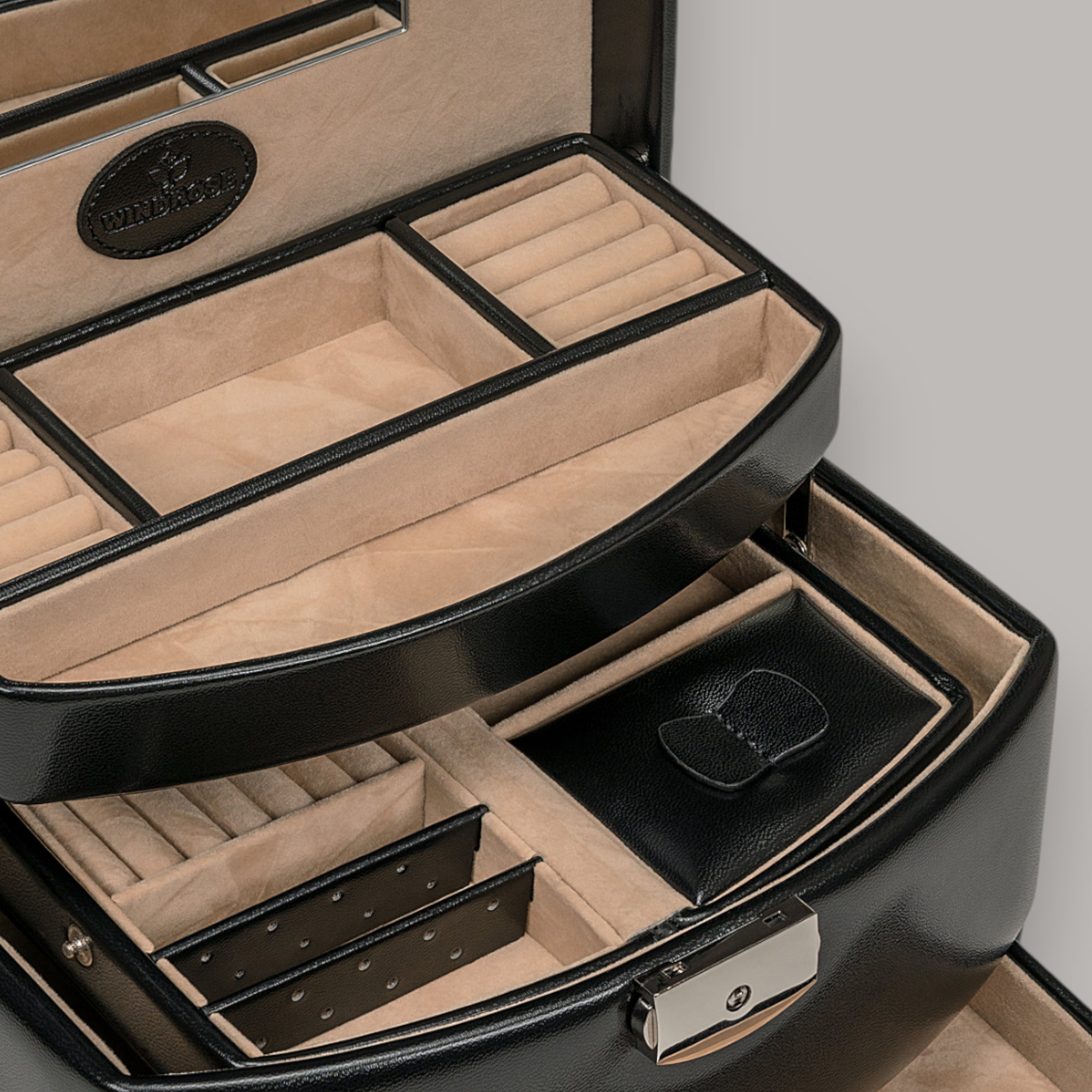 Coffret à bijoux automatique avec insert de voyage Merino / noir
