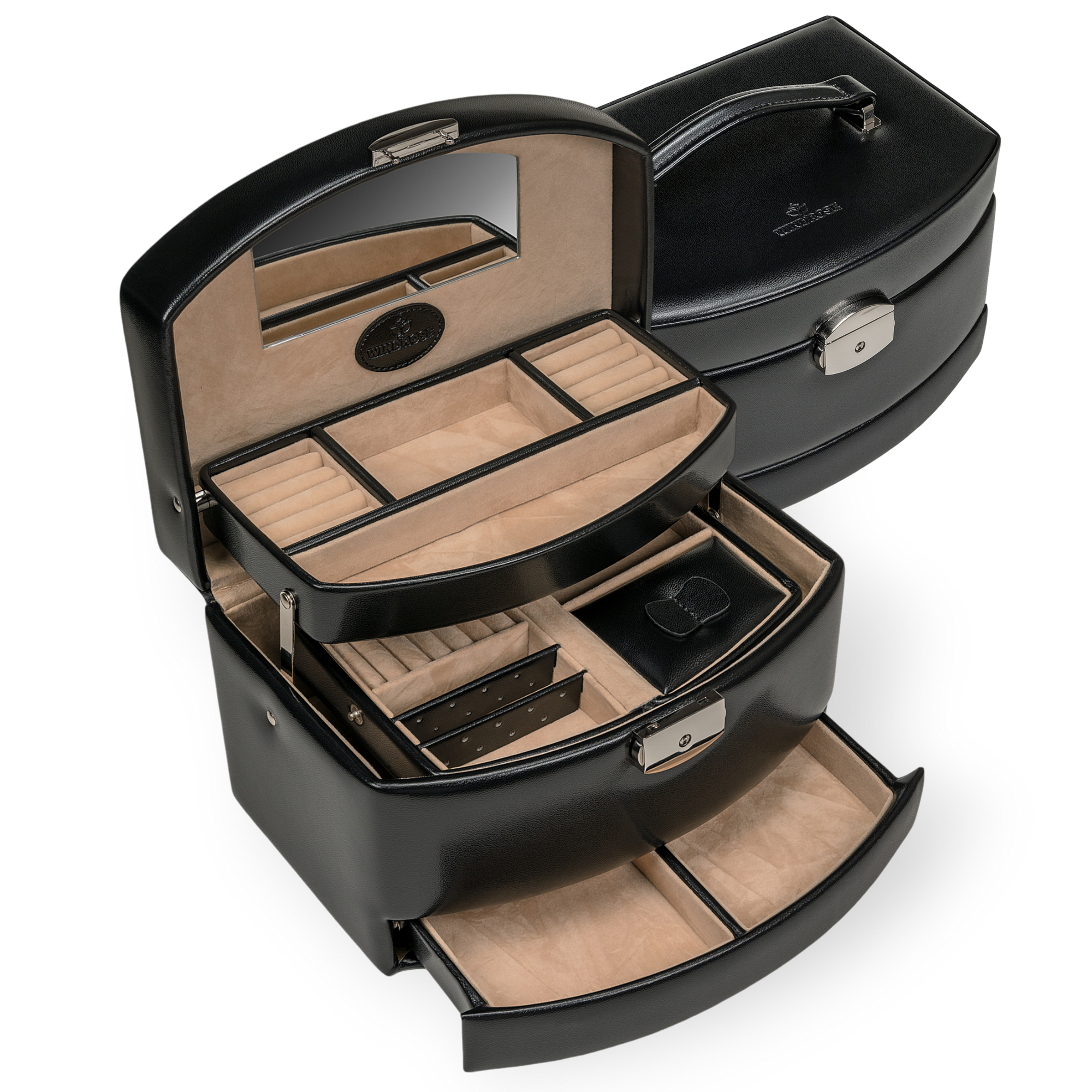 Coffret à bijoux automatique avec insert de voyage Merino / noir