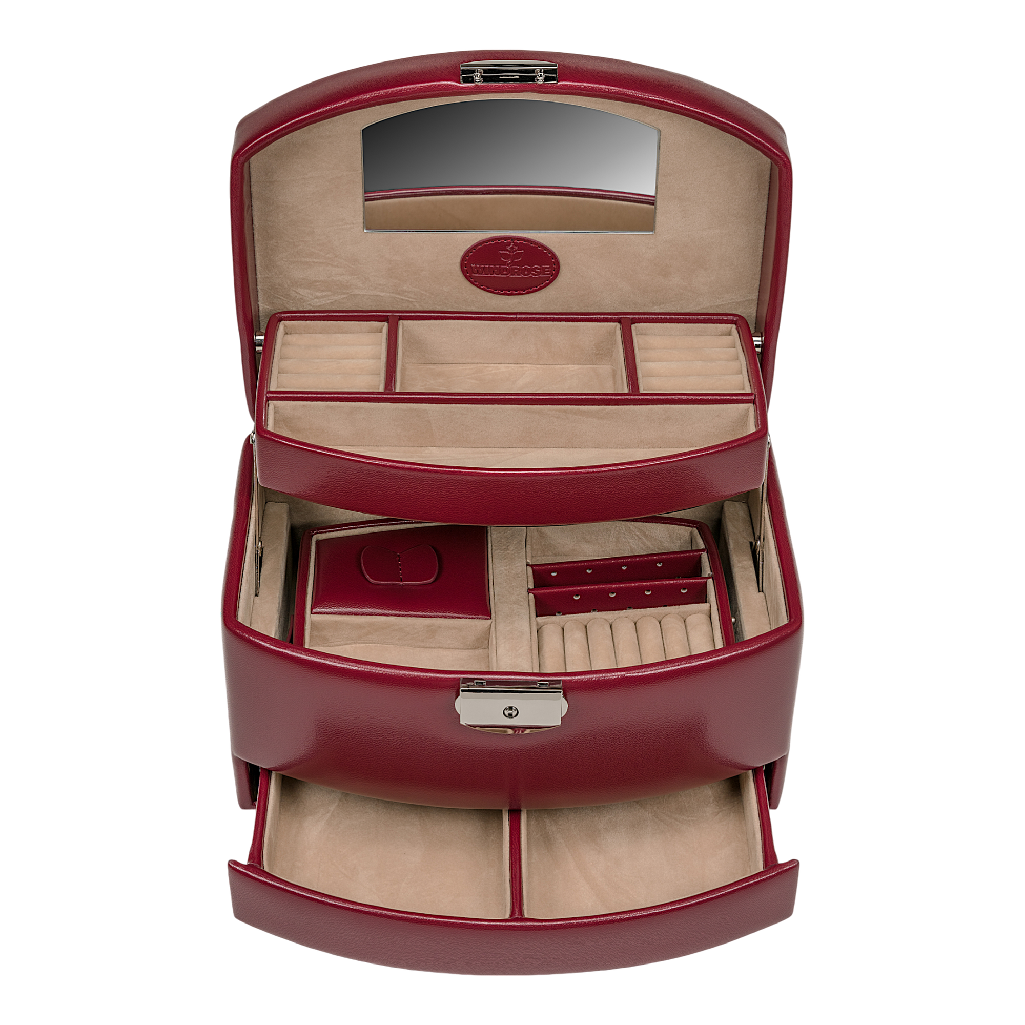 Portagioie automatico con inserto da viaggio Merino / rosso