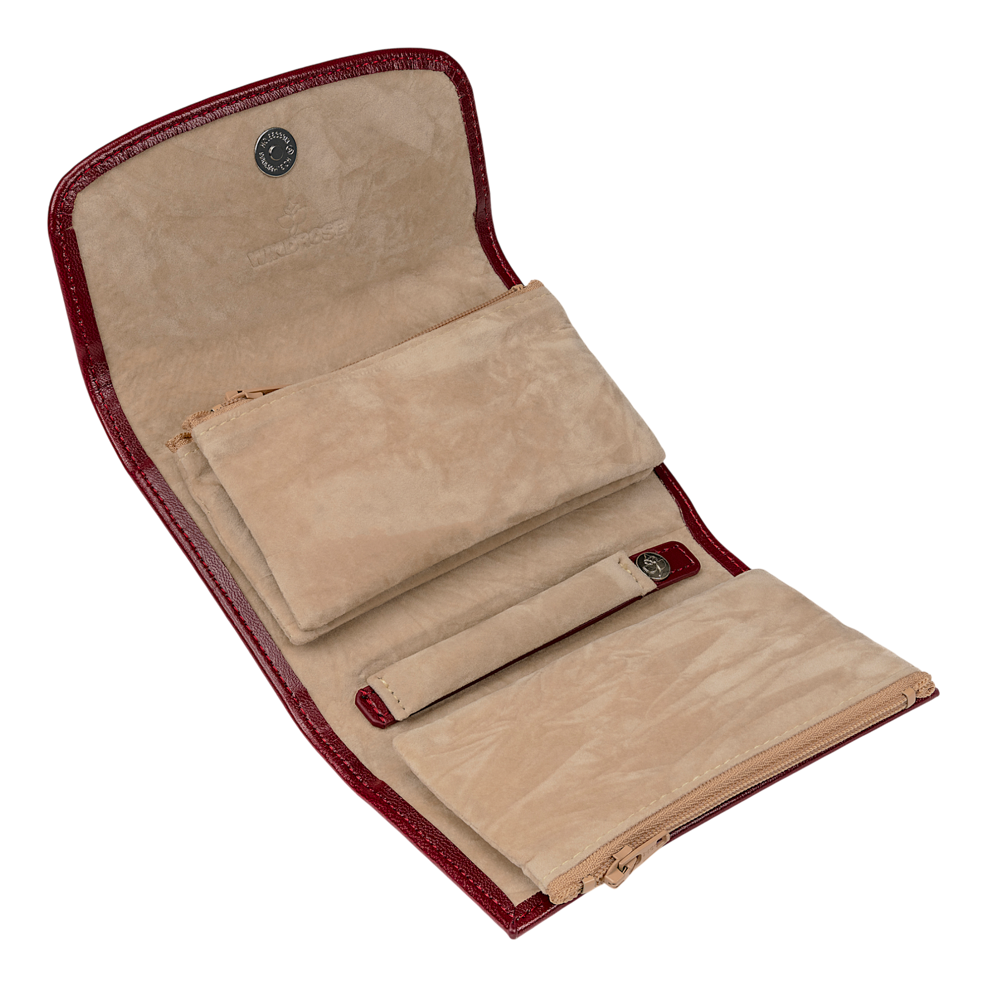 Schmuckkoffer mit integrierter Schmucktasche Merino / rot