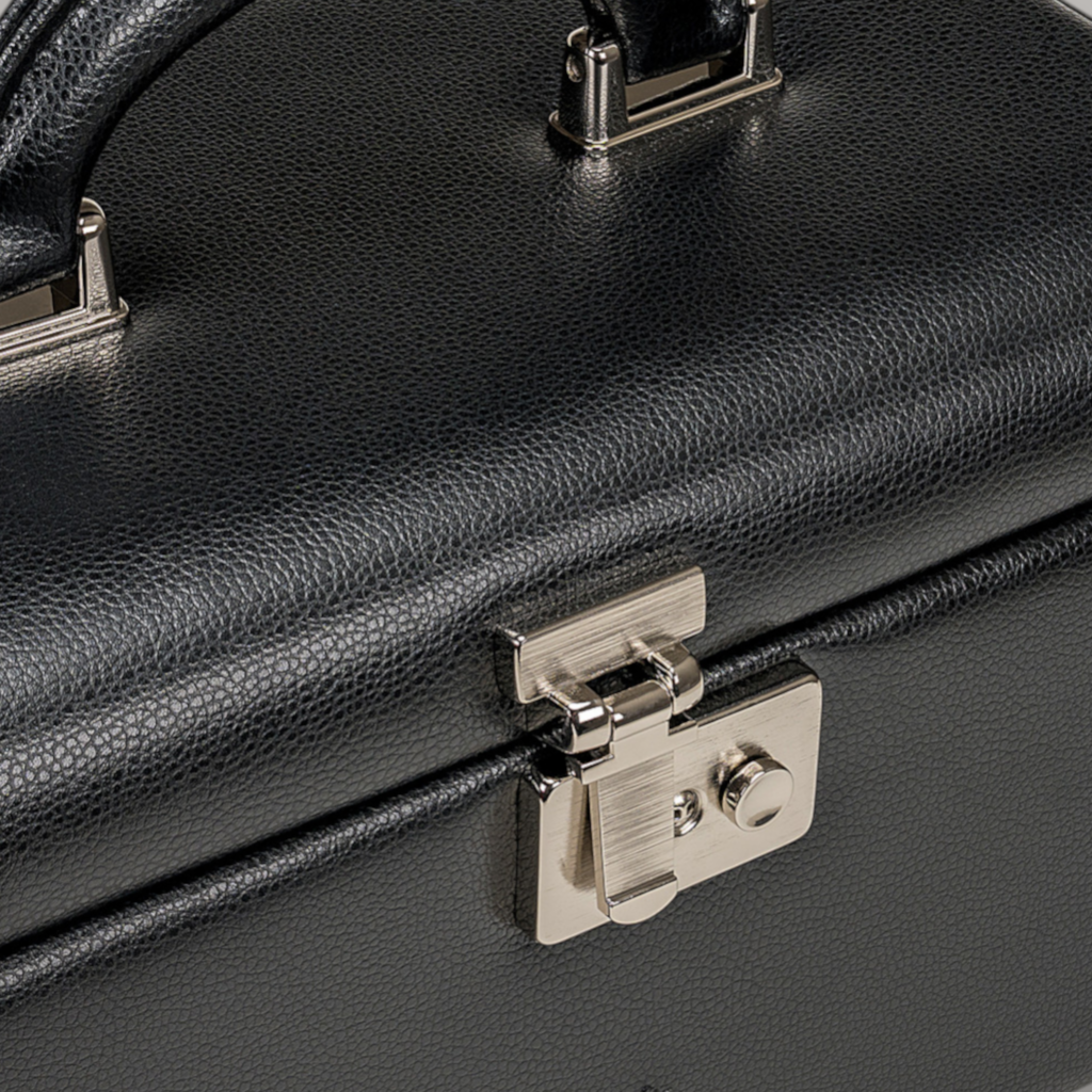 Schmuckkoffer beluga / schwarz (Leder)