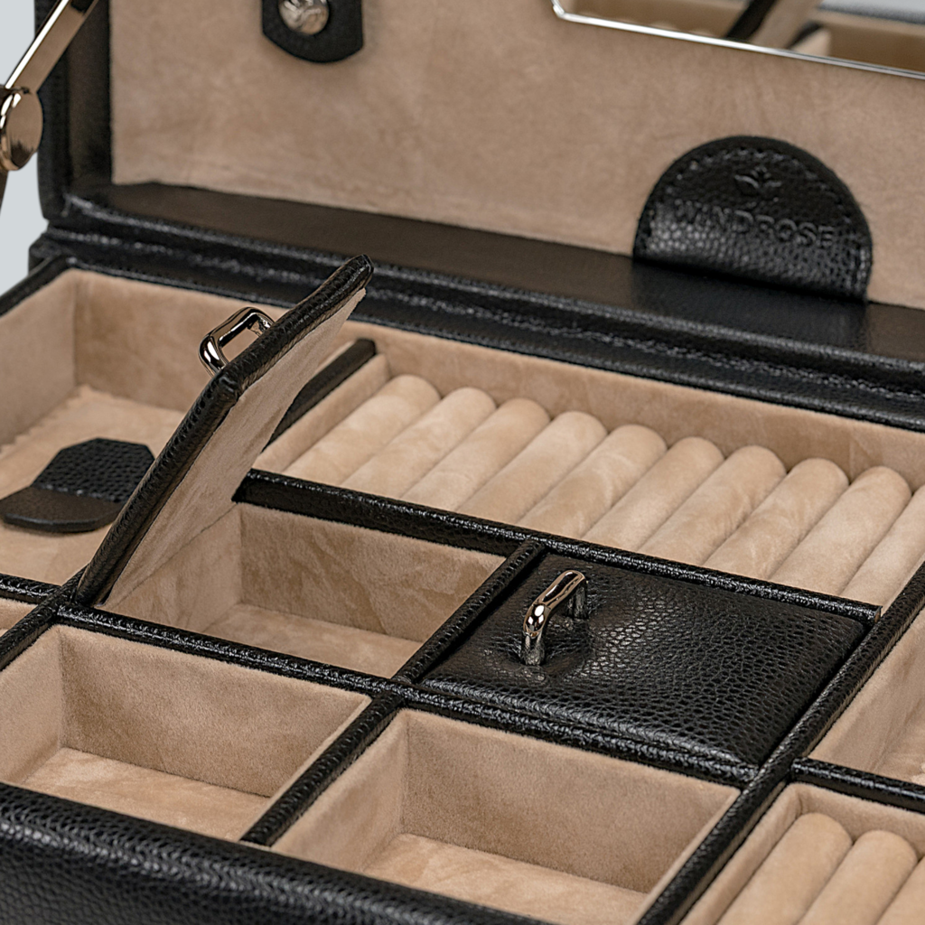 Schmuckkoffer beluga / schwarz (Leder)