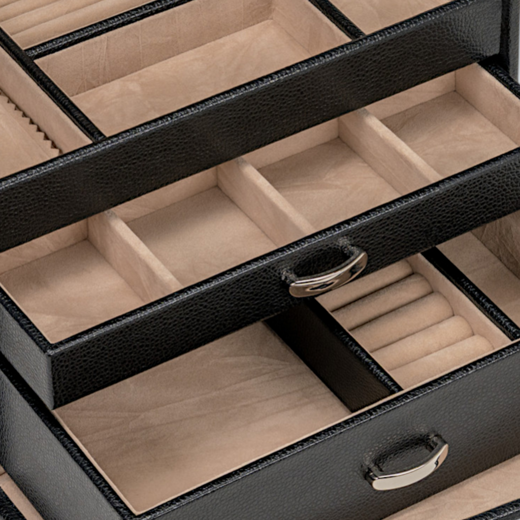 Schmuckkoffer beluga / schwarz (Leder)