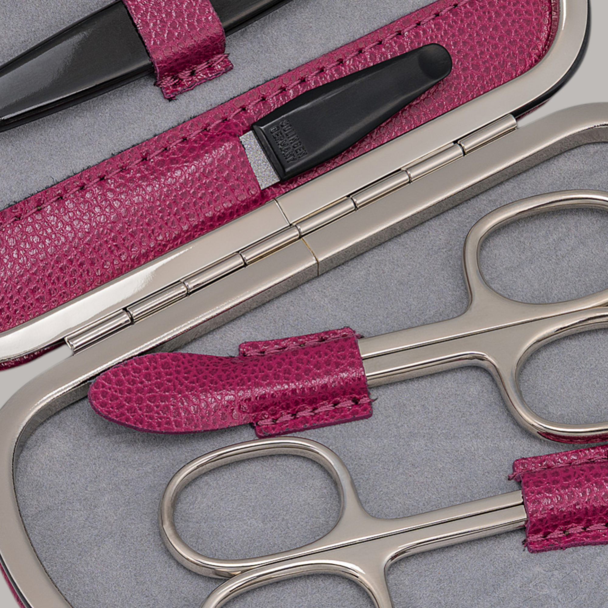 Astuccio per manicure da 5 pezzi Beluga / berry (pelle)