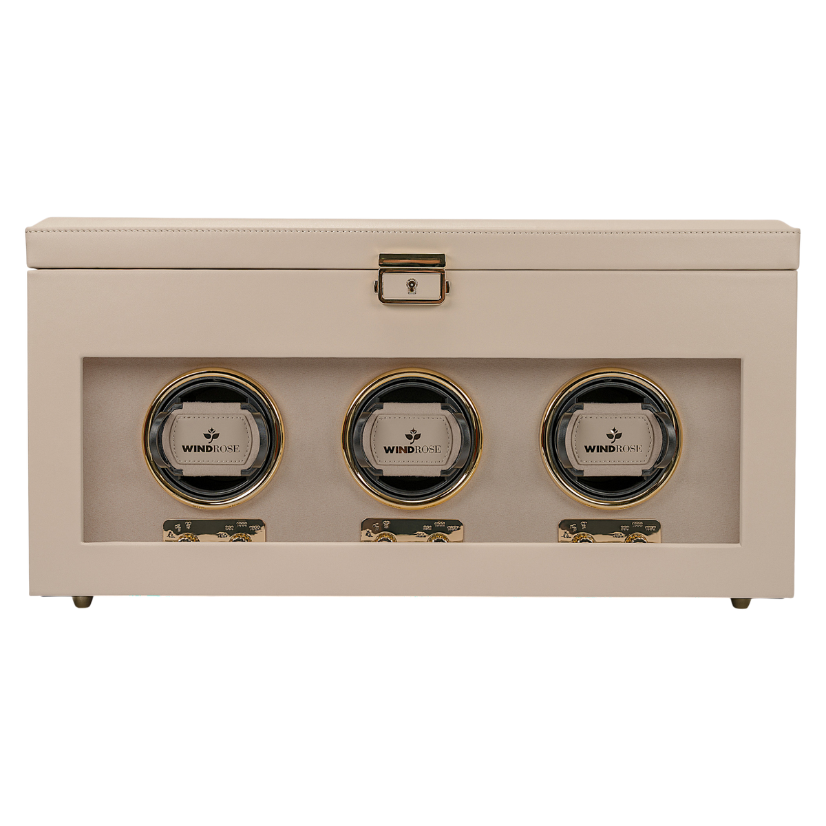 Uhrenbeweger 3 Uhren luxora beige-gold – geschlossen, Frontansicht